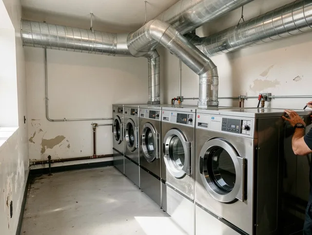 Tampa Dryer Vent Cleaning team performing large-scale commercial dryer vent cleaning in Tampa